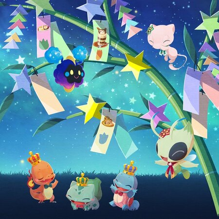 New anniversary image for Pokémon Café ReMix reveals new outfits coming soon for Mew, Celebi, Bulbasaur, Charmander and Squirtle