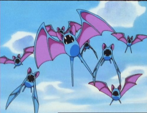 Pokémon GIF: What could be better than encountering a swarm of Zubat?
