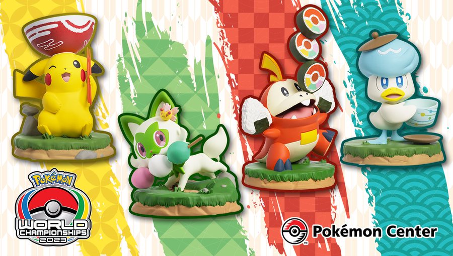 These 2023 Pokémon World Championships figures featuring Pikachu, Sprigatito, Fuecoco and Quaxly will be available exclusively at the Pokémon Center Worlds Store in Yokohama, Japan