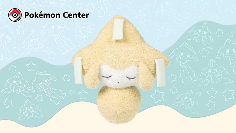 New Sleeping Jirachi Mythical Lights Glow-in-the-Dark Plush now available at the Pokémon Center, this special plush features extra soft material that glows in the dark