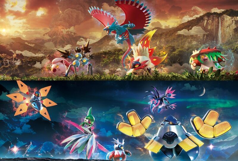 Official artwork featuring Paradox Pokémon unveiled for the new Pokémon TCG expansion sets called Ancient Roar and Future Flash launching October 27 in Japan