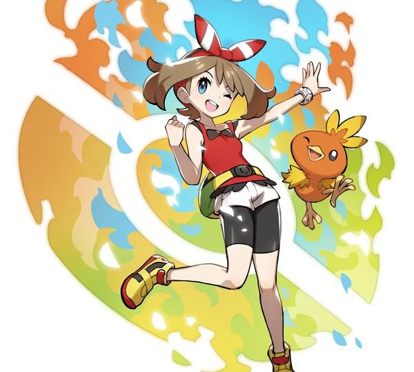 Pokémon Trainer Suite Artwork: May and Torchic are a classic winking duo
