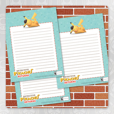 Printable Detective Pikachu Returns stationery now available as new My Nintendo reward you can redeem for 30 Platinum Points