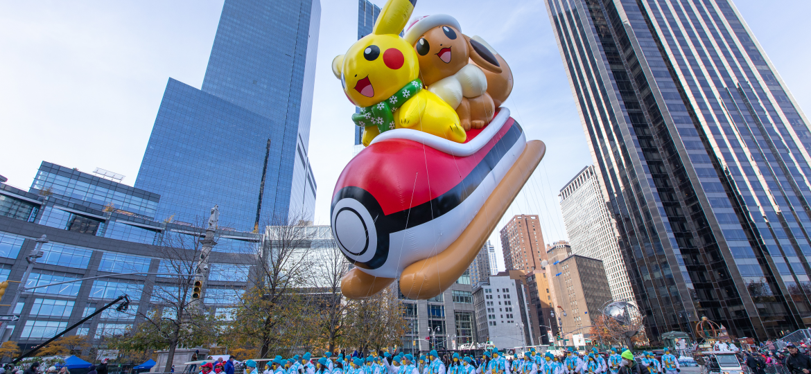 Pikachu and Eevee apart of Macy’s Annual Thanksgiving Parade in New York City