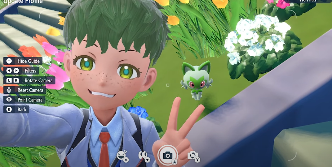 You can take selfies time with the Roto-Stick in Pokémon Scarlet and Violet, get on your favorite gear from Paldea or Kitakami, strike a pose and apply a filter