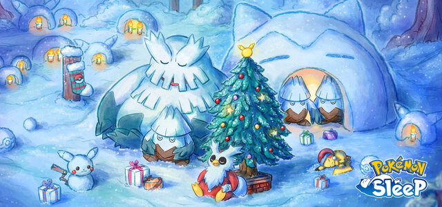 Holiday 2023 — Double Dream Shard Research event announced for Pokémon Sleep, runs from December 18 to 24 and adds Delibird, Snover, Abomasnow and Pikachu wearing a red hat to the game, full event details revealed