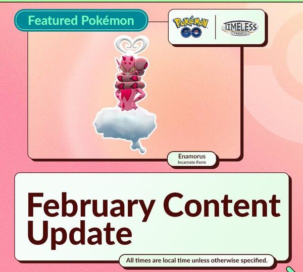 Incarnate Forme Enamorus makes its Pokémon GO debut for the first time in Elite Raids on February 14