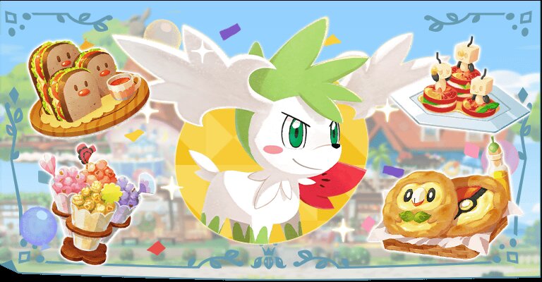 New Shaymin and the Floral Scent event and Goomy in its Macaron Pillow outfit via deliveries now available in Pokémon Café ReMix