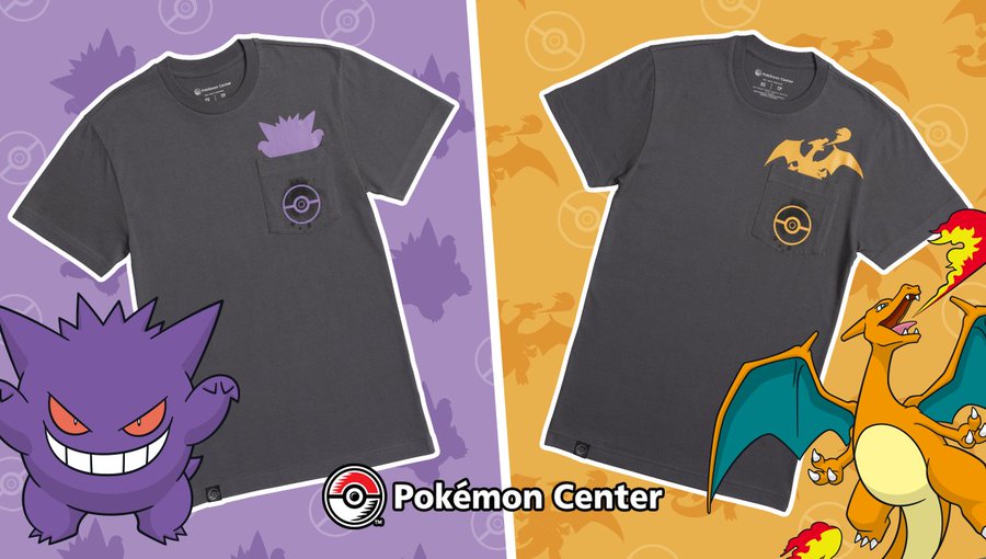 New Peek-a-Pokémon Pocket collection Espeon, Umbreon, Gengar, Charizard, Snorlax shirts and more now available at the official Pokémon Center