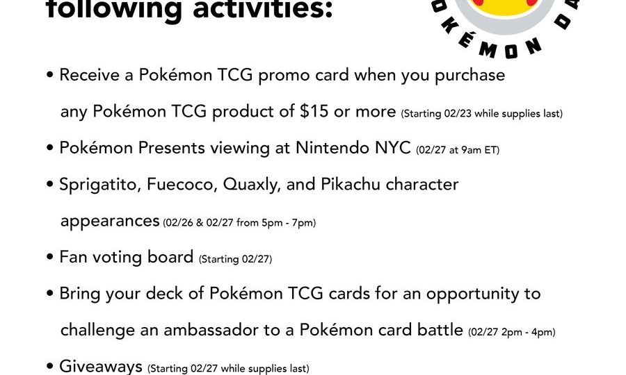 Nintendo reveals its Pokémon Day 2024 plans and activities for the Nintendo NYC store in New York including a Pokémon Presents viewing