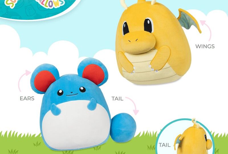 You can now preorder Dragonite and Marill Squishmallows from the official Pokémon Center