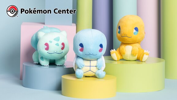 New Soda Pop Plush collection officially launching outside Japan for the first time with the Bulbasaur, Charmander and Squirtle versions now available exclusively on Pokémon Center