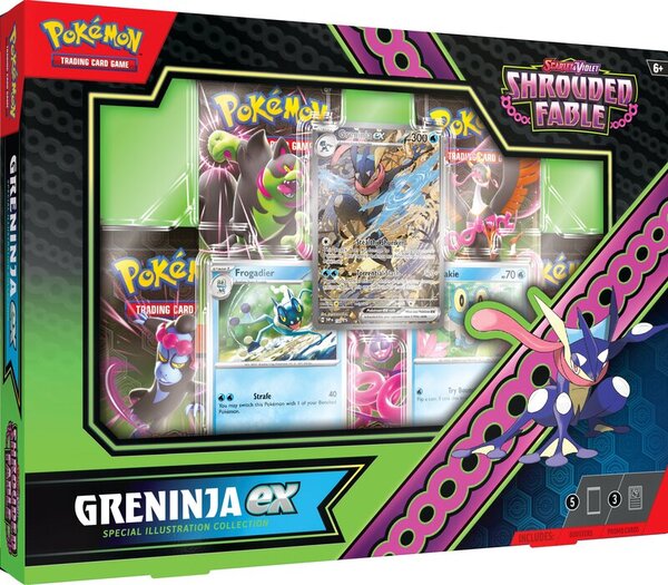 New Pokémon TCG: Scarlet & Violet—Shrouded Fable products include Elite Trainer Box sets, Kingambit Illustration Collection, Kingdra ex Special Illustration Collection, Greninja ex Special Illustration Collection and more