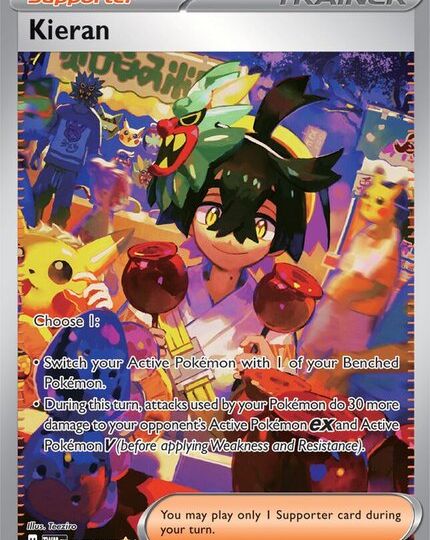 Check out the beautiful Kieran special illustration rare card from the new Pokémon TCG: Scarlet & Violet—Twilight Masquerade expansion