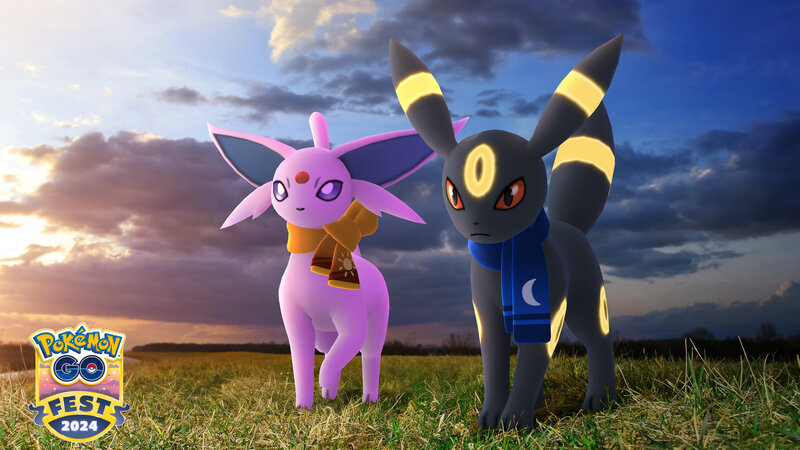 Niantic reveals new details for Pokémon GO Fest 2024: Global including Party Play and Routes,  Espeon wearing a day scarf and Umbreon wearing a night scarf, and more
