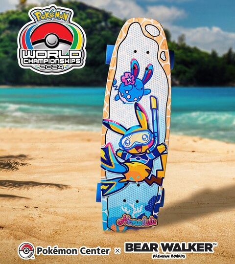 Exclusive new Bear Walker skateboard revealed for the official Worlds Pokémon Center pop-up store in Honolulu, where a live carving and painting demonstration as well as a board signing event will also be onsite