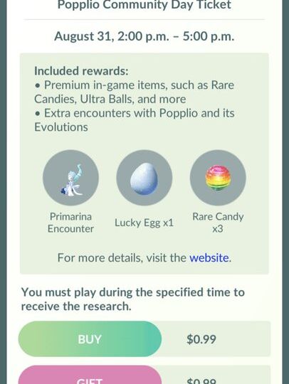 August Pokémon GO Community Day now underway in the Americas and Greenland from 2 to 5 p.m. local time, new Special Research story available now, complete Field Research tasks to earn rewards such as Stardust, Great Balls, Popplio encounters and more
