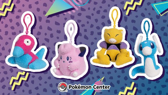 New set of Celadon Game Corner plush keychains featuring Porygon, Clefairy, Abra, Dratini and more now available at the official Pokémon Center