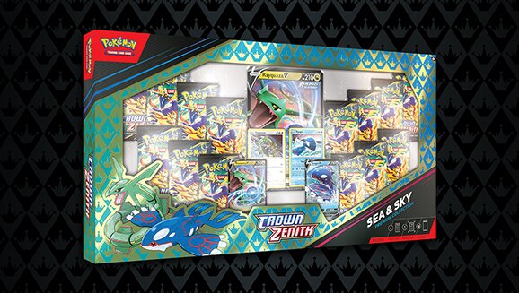 Full content details revealed for the new Pokémon TCG: Crown Zenith Premium Collection—Sea & Sky, which is available now exclusively at Sam’s Club stores