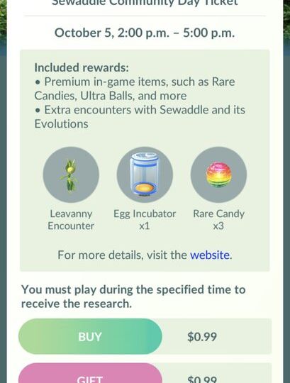Full event details revealed for October Pokémon GO Community Day featuring Sewaddle and Shiny Sewaddle, Sewaddle Community Day Ticket now available for purchase