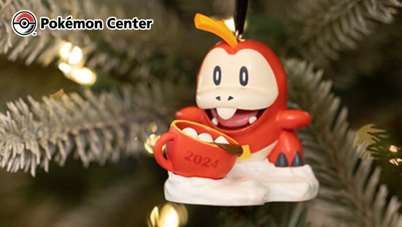 This Fuecoco holiday ornament now available as a gift with purchase for Pokémon Center orders totaling $60 or more with the code “ornamentus” in the US or “ornamentca” in Canada