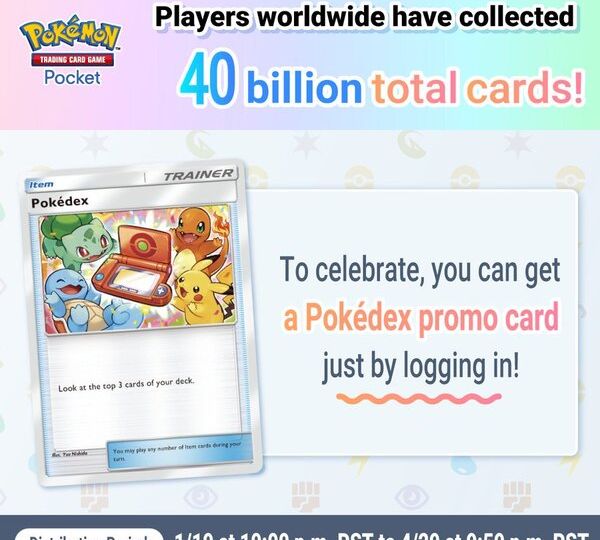 You can now get a Pokédex promo card in Pokémon TCG Pocket just by logging in to celebrate how players worldwide have collected 40 billion total cards
