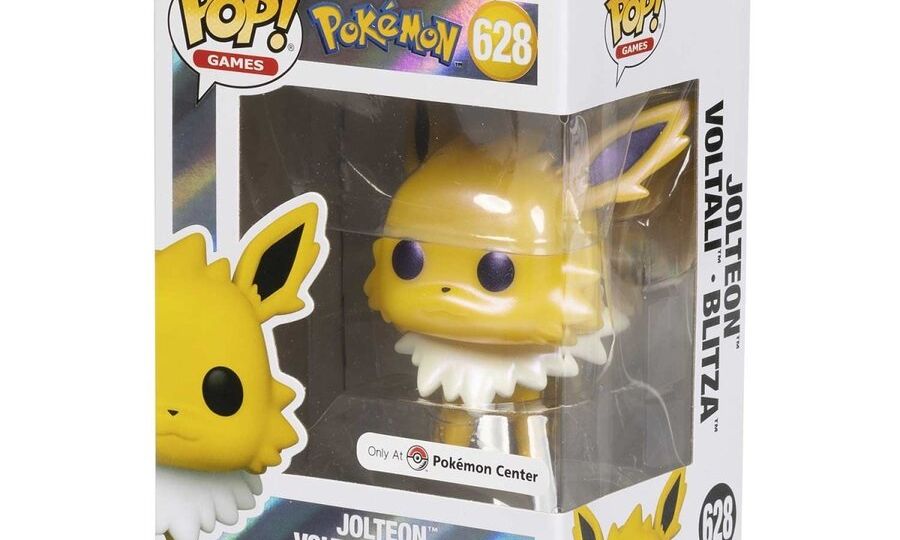 New limited edition Pokémon Center x Funko Pop! Pearlescent Jolteon figure featuring a pearlescent finish and a Pokémon Center exclusive sticker available now at the official Pokémon Center