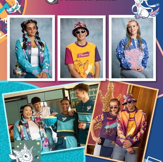 New Eevee and Eeveelutions apparel featuring bombers, sweatpants, shirts and bucket hats available now at the official Pokémon Center to celebrate the Year of Eevee