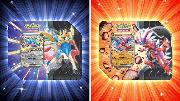 Full content details and release date revealed for the new Pokémon TCG: Slashing Legends Tins featuring Zacian ex and Koraidon ex