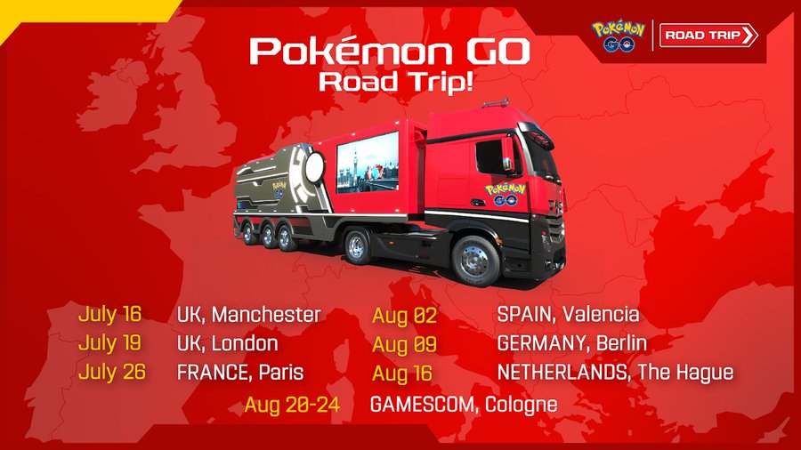 Pokémon GO Road Trip 2025, a real-world tour across seven European cities, kicks off July 16 in the UK, full tour details revealed