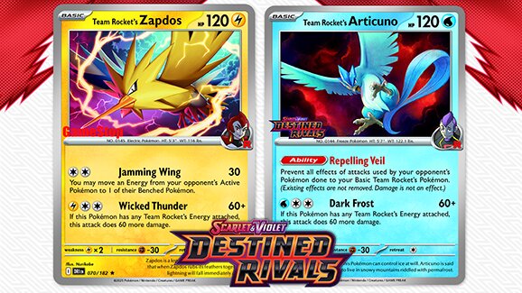 Team Rocket’s Zapdos promo card will be available at GameStop and Team Rocket’s Articuno promo card will be available at Best Buy with a Pokémon TCG purchase of $15 or more starting May 30