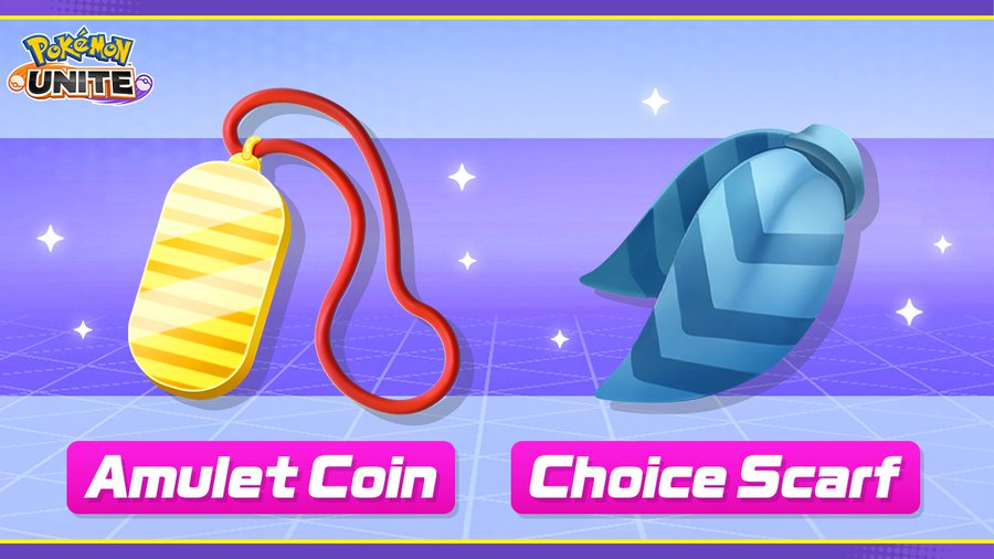 Amulet Coin and Choice Scarf will be added as new Held Items to Pokémon UNITE on May 22