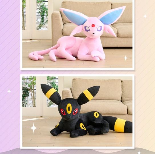 Espeon and Umbreon Pokédex-size Poké Plush are available now for preorder from Pokémon Center until this Friday, June 13