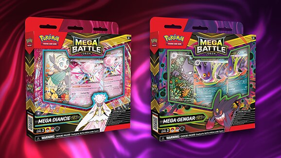 New Pokémon TCG: Mega Battle Deck—Mega Gengar ex and Pokémon TCG: Mega Battle Deck—Mega Diancie ex will be released October 24 at the Pokémon Center and where Pokémon TCG products are sold