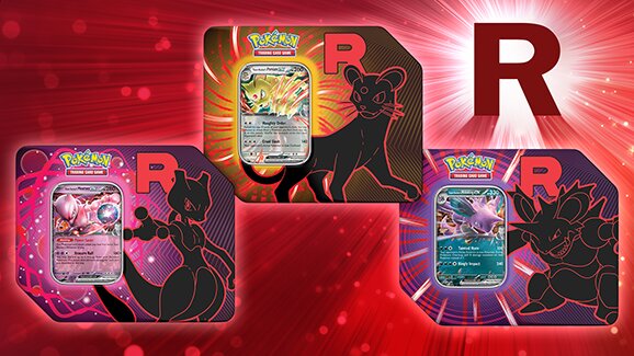 New Pokémon TCG: Team Rocket Tins now available at the Pokémon Center and where Pokémon TCG products are sold