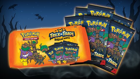 Play! Pokémon Stores will host Pokéween events from October 1–31 in celebration of Halloween, all attendees will receive a Trick or Trade BOOster pack, a Pokémon GO code for sweet Rare Candy alongside an Incense or Lucky Egg at random, and a Spiritomb promo card that also features the Play! Pokémon logo