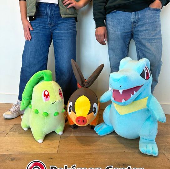 Pokédex-size Chikorita, Tepig and Totodile plush available now at the official Pokémon Center
