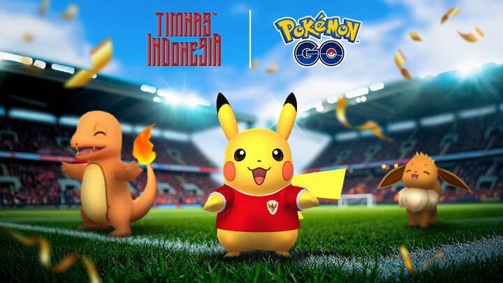 Pikachu wearing an Indonesia football jersey returns to Pokémon GO in the Golden Goal Time with Pikachu event from October 6 to October 12 in Indonesia