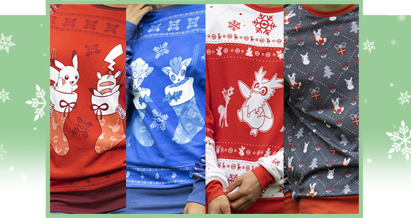 Cozy Pokémon-themed sweaters available now at the official Pokémon Center