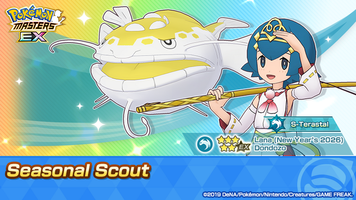Pokémon Masters EX - 5★ Lana (New Year’s 2026) & Dondozo Seasonal Scout