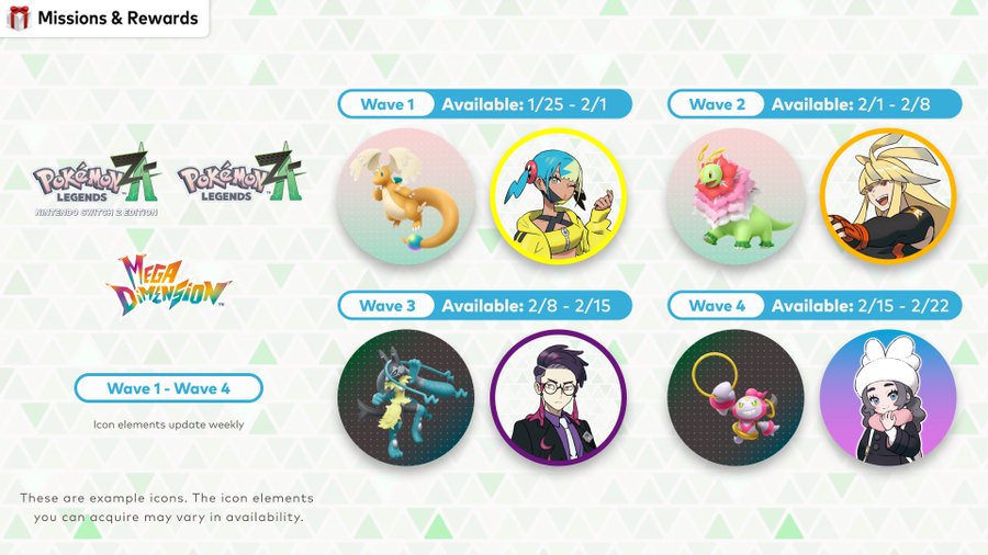 You can redeem your My Nintendo Platinum Points to collect custom icons from Pokémon Legends: Z-A– Mega Dimension until February 22 at 5 p.m. PT on Nintendo Switch 2 and Nintendo Switch, icon elements will be refreshed each week