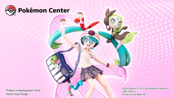 New Hatsune Miku (Psychic) and Meloetta figure from Kotobukiya available for preorder now at the official Pokémon Center as part of the Project VOLTAGE initiative
