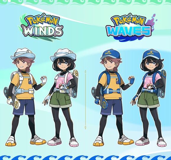 In Pokémon Winds and Pokémon Waves, your main character will sport a different outfit depending on which version of the game you play