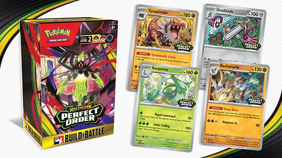 Select Play! Pokémon Stores will begin selling the Pokémon TCG: Mega Evolution—Perfect Order Build & Battle Box starting March 14