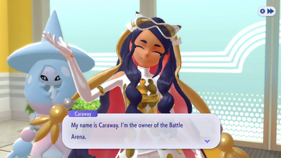 Pokémon Champions introduces new characters including Caraway (the owner of the Battle Arena where players will compete) and Kajima (the mayor of Frontier City)