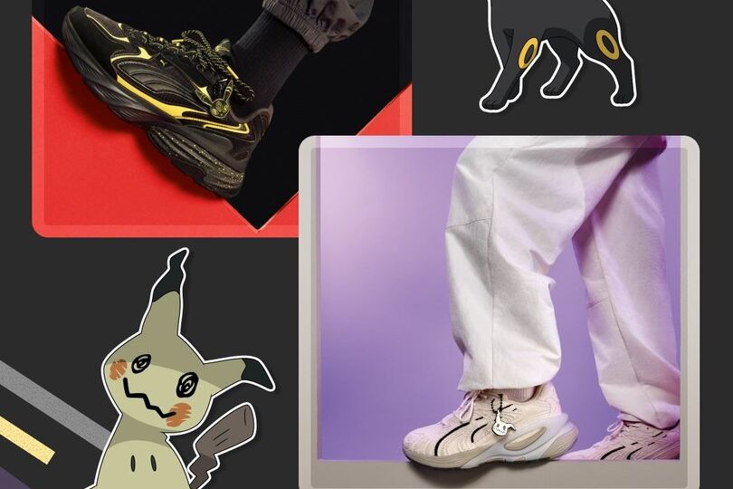 New PUMA × Pokémon basketball collection available now at the official Pokémon Center featuring designs inspired by Pikachu, Espeon, Umbreon and Mimikyu