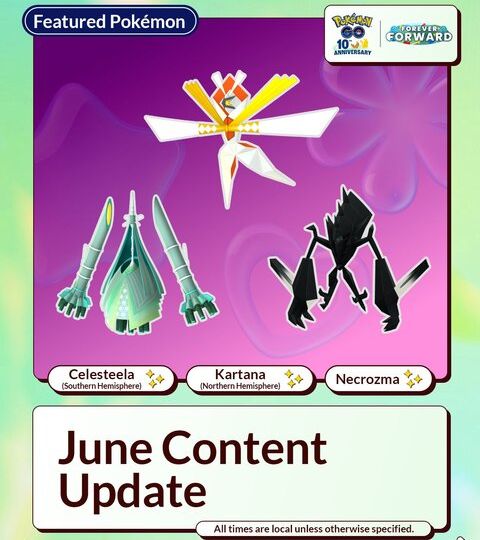 All major featured Pokémon, Max Battles, five-star Raids, Mega Raids, in-game events, Raid Hours and Shadow Dialga revealed as part of Pokémon GO’s June 2026 content update