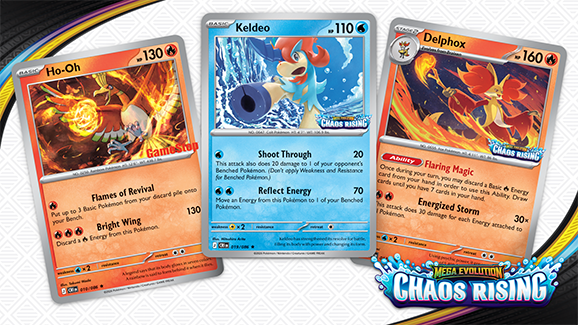 Pokémon TCG Mega Evolution Chaos Rising Promo Cards: Ho‑Oh, Keldeo, and Delphox