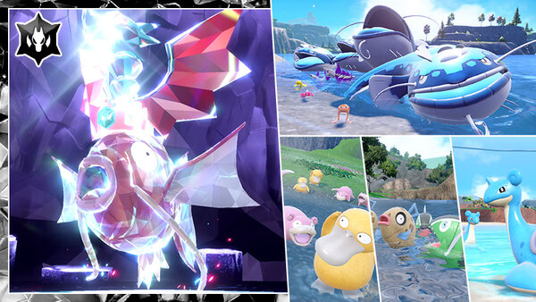 Pokémon Scarlet and Violet Water-type seasonal events with Dragon-Tera Magikarp, marked Mass Outbreaks and 7-star Tera Raid Battles will run from July 16 to August 6