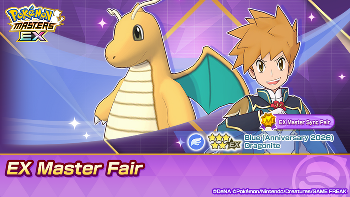 Pokémon Masters EX - EX Master Sync Pair 5★ Blue (Anniversary 2026) & Dragonite